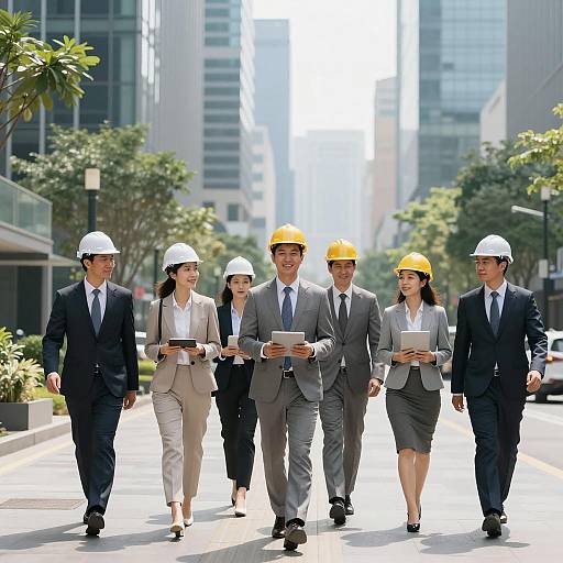 Diverse Engineers in Futuristic City