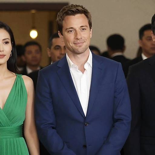 Man in Blue Suit at Indoor Event