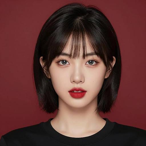 Portrait of a Girl with Red Background