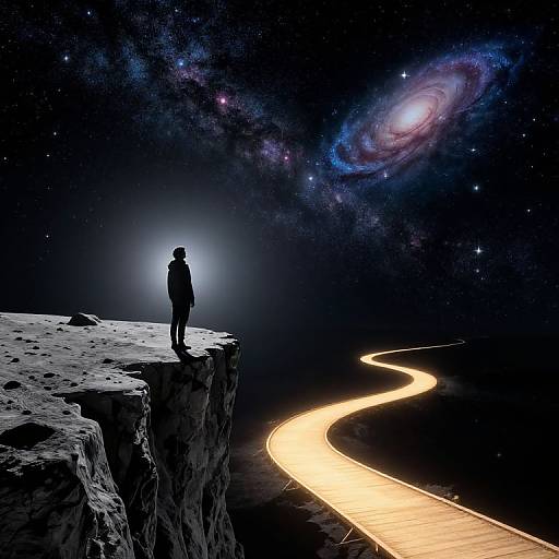 Galaxy Person on Lunar Cliff