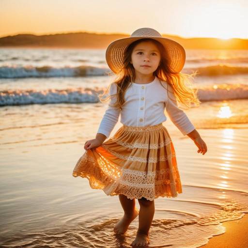 Toddler Girl at Sunset Beach