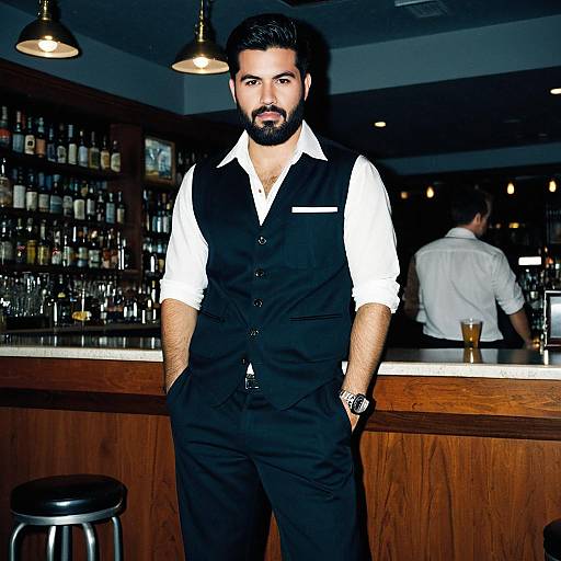 Stylish Solo Male in Casual Bar Outfit