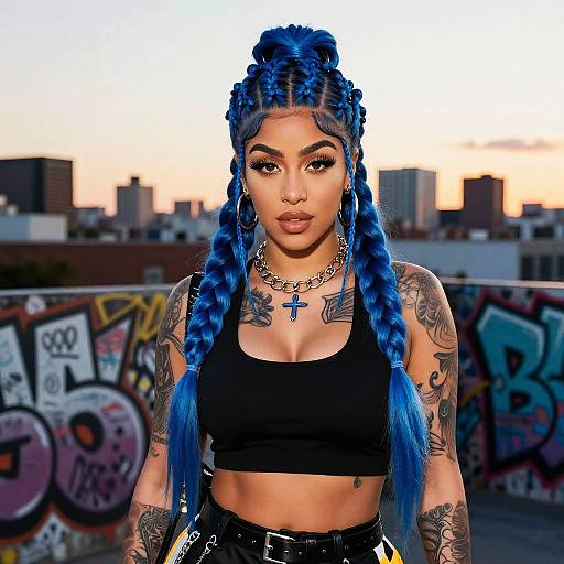 Cardi B with Electric Blue Braids