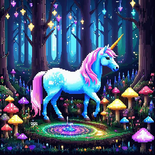 Magical Unicorn Statue in Enchanted Forest Magical Unicorn Statue in Enchanted Forest