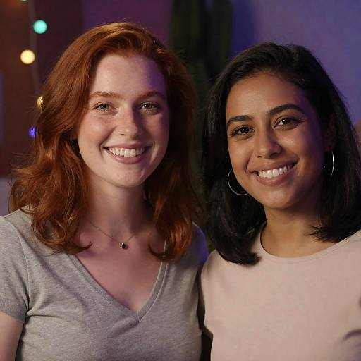 Two smiling women with diverse hairstyles