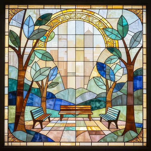 Minimalist Stained Glass Modern Park