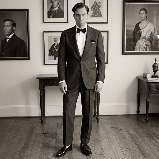 Vintage Elegance in Charcoal Tuxedo