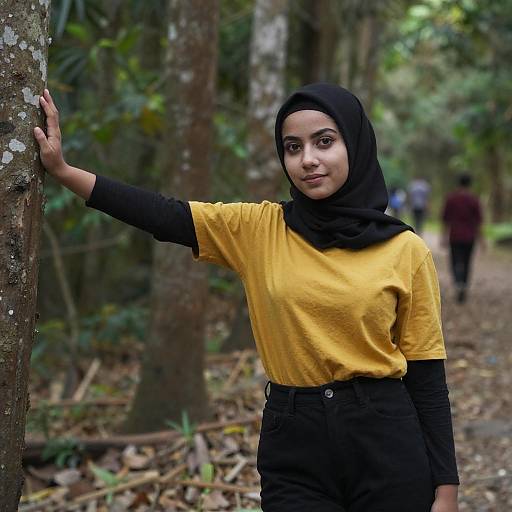 Young Woman in Forest with Hijab