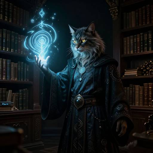 Tabaxi Wizard Casting Arcane Spell