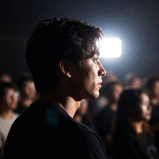 Mysterious Man in Dimly Lit Room