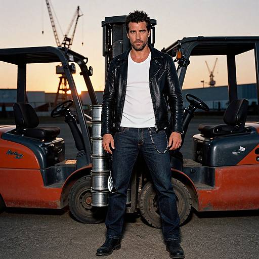 Confident Man in Industrial Sunset