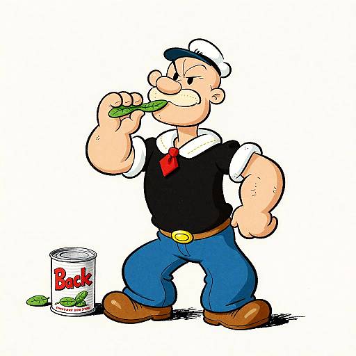 Cartoon sailor eating a chip from a 