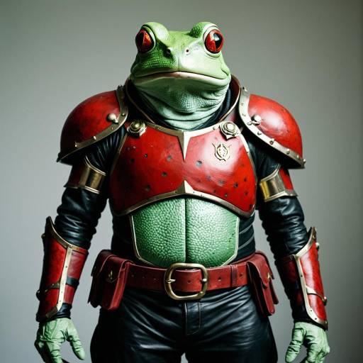 Stout Frog Humanoid in Red Armor Costume