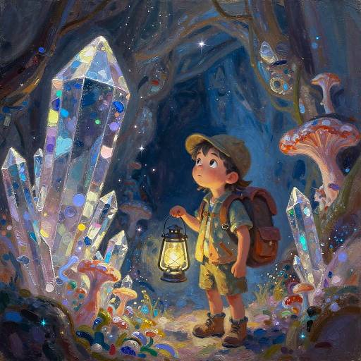 Bioluminescent Crystal Cave Adventure