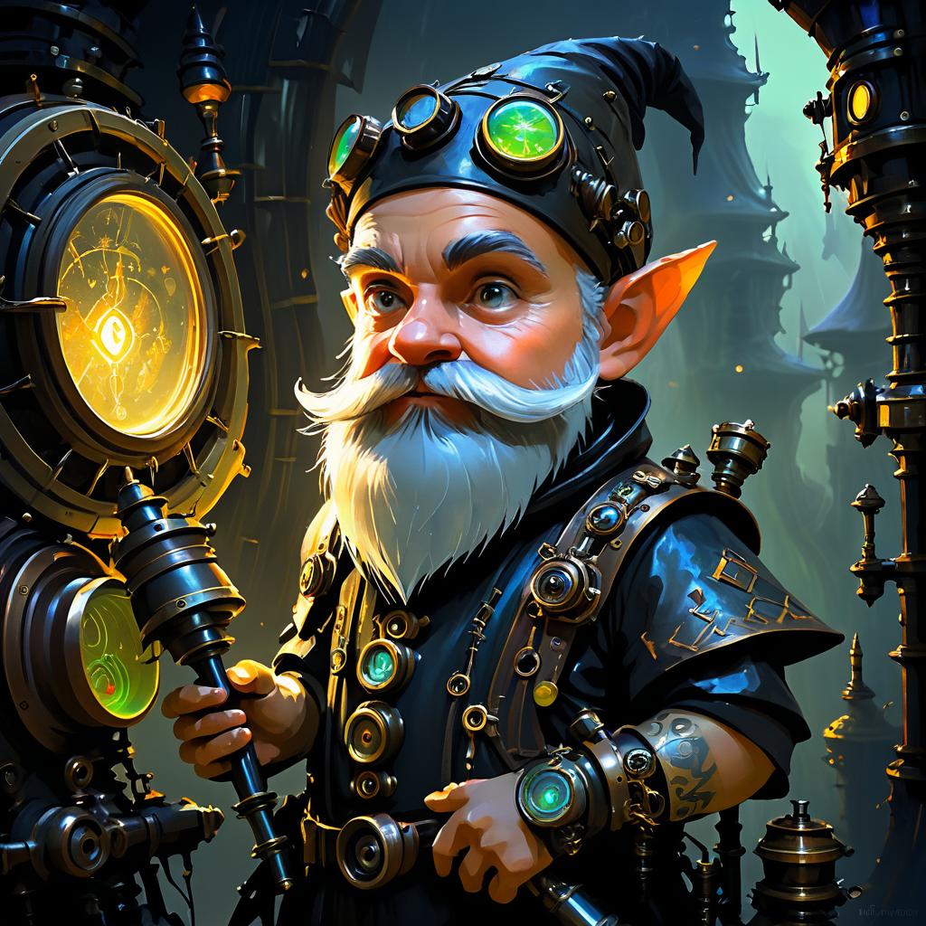 Gnome Artificer in Dark Fantasy Style