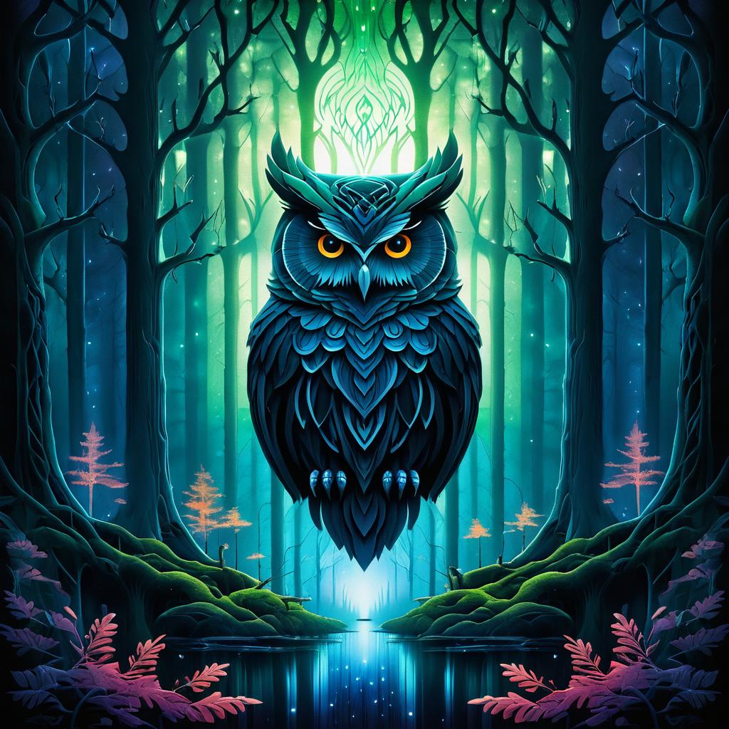 Glowing Owl in a Mystical Forest