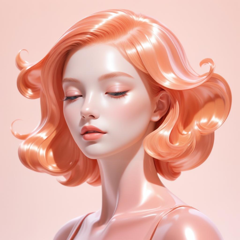 Dreamy Peach-Haired Girl Illustration