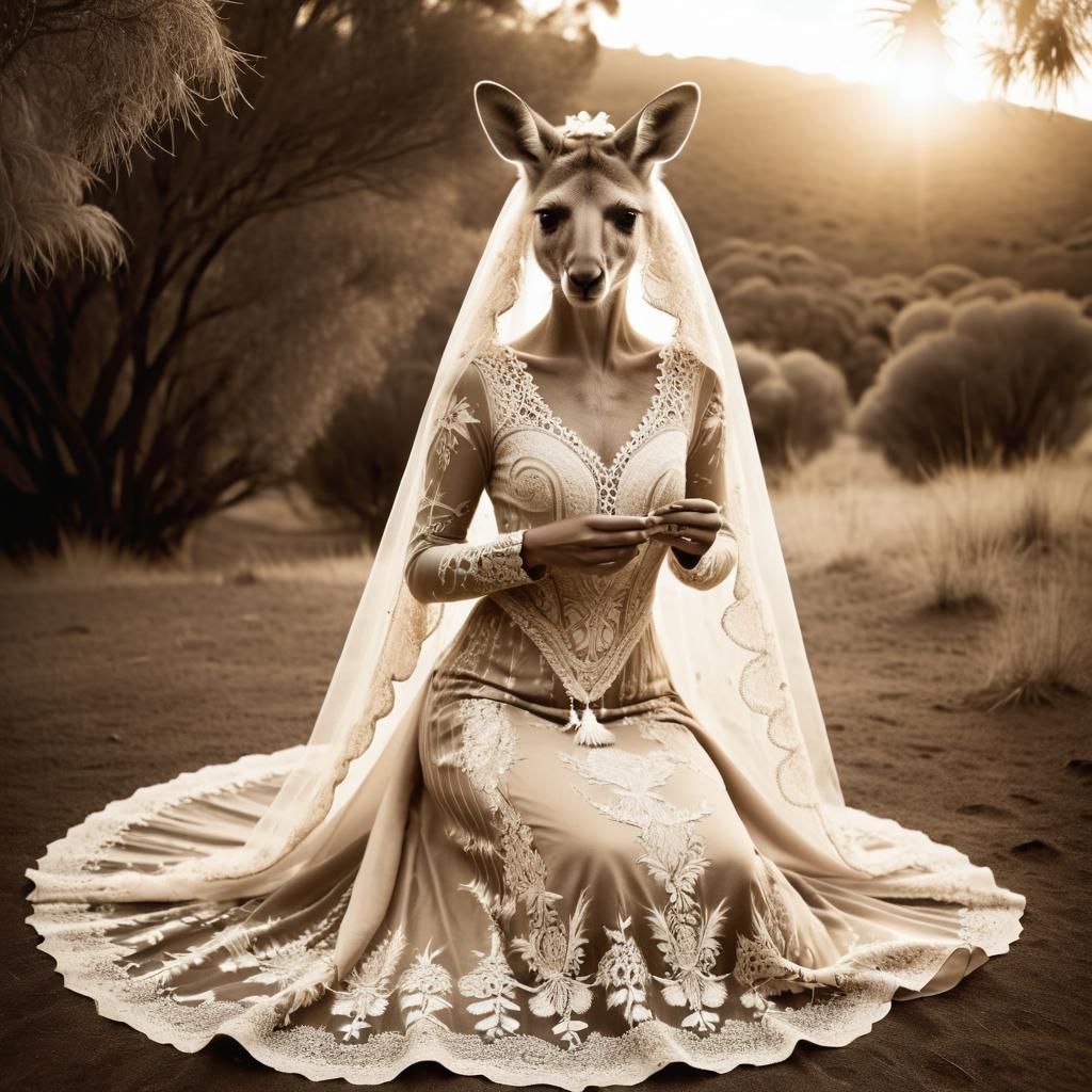 Ethereal Kangaroo Maiden in Sepia