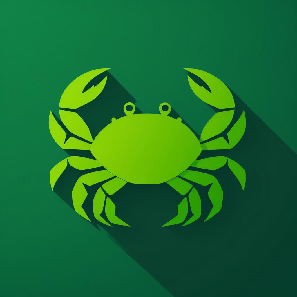 Minimalist Moss Green Crab Illustration