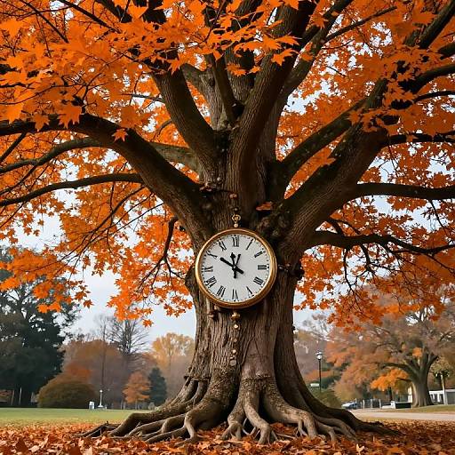 Majestic Tree with Clock Trunk