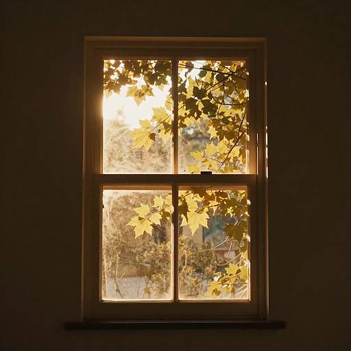 Sunlit Window with Leafy Shadows