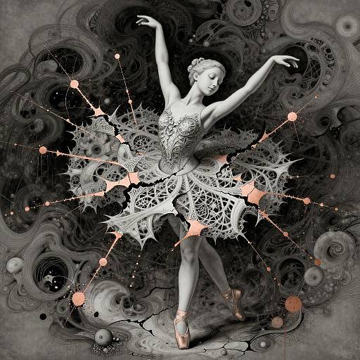 Cracked Porcelain Ballerina, Ink & Copper