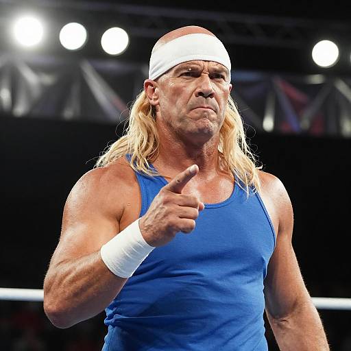 Intense Wrestler in Bright Spotlight