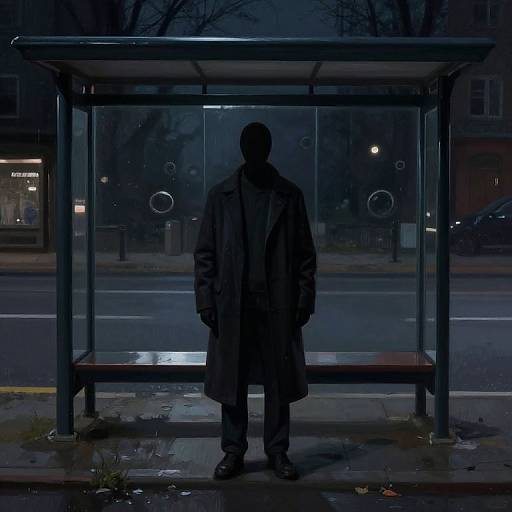 Haunting Realism: Headless Figure at Bus Stop