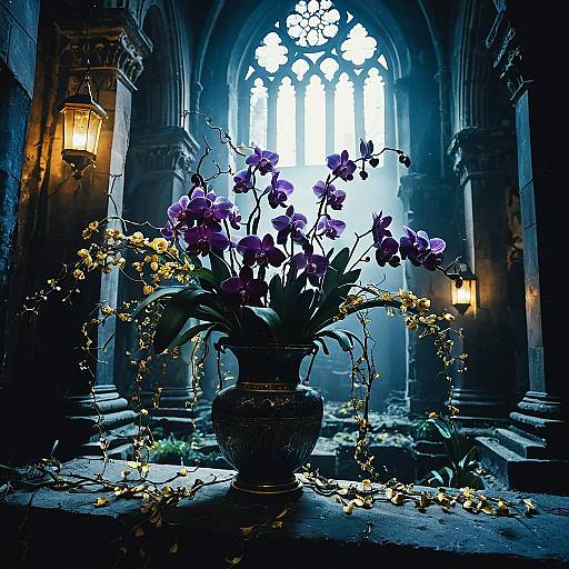 Orchids in Ancient Cathedral Ruin
