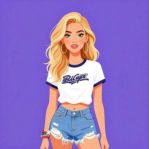 Casual Woman with Wavy Blonde Hair