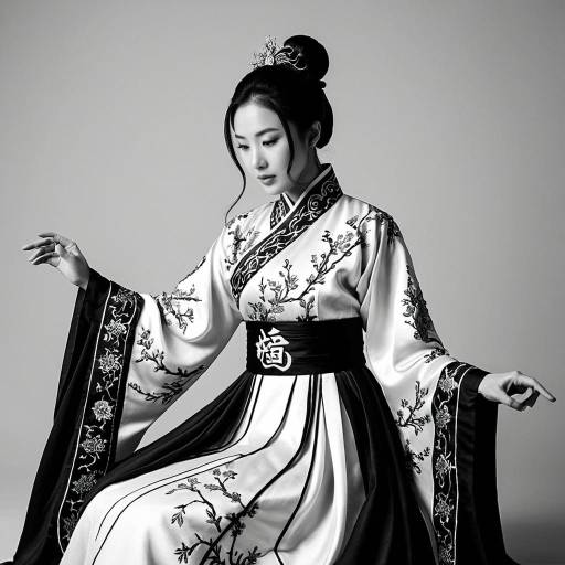 Elegant Woman in Traditional Embroidered Silk Dress