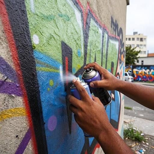 Grafitero Hands Creating Vibrant Street Art