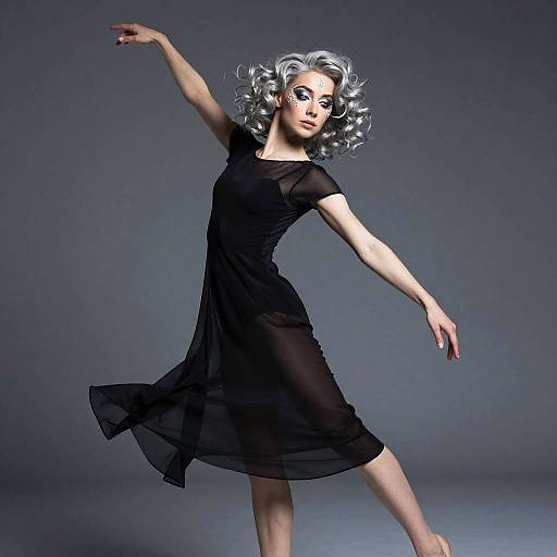 Sleek Phantom Dancer in Midnight Dress