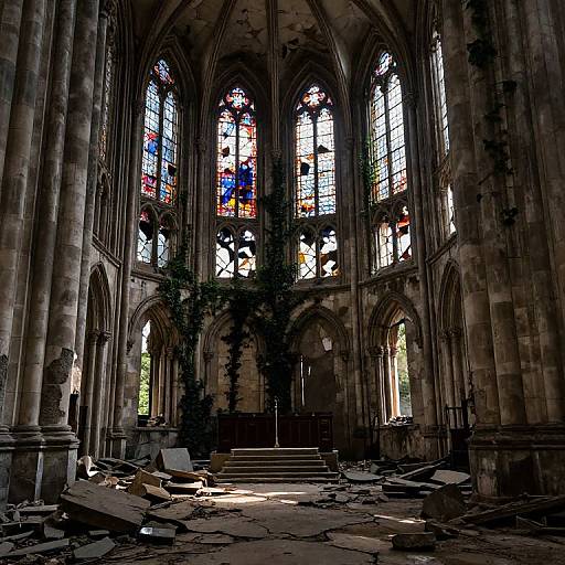 Desolate Ruined Cathedral Interior