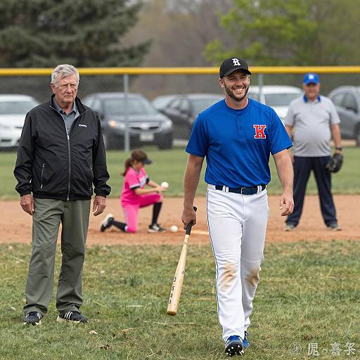 Smiling Baseball Player Walking on Field