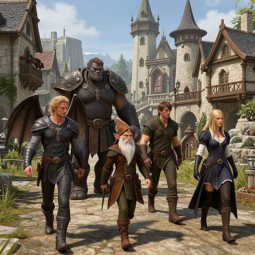 Dungeons & Dragons Adventurers in Village