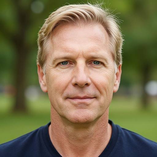 Middle-aged Man with Blonde Hair Outdoors