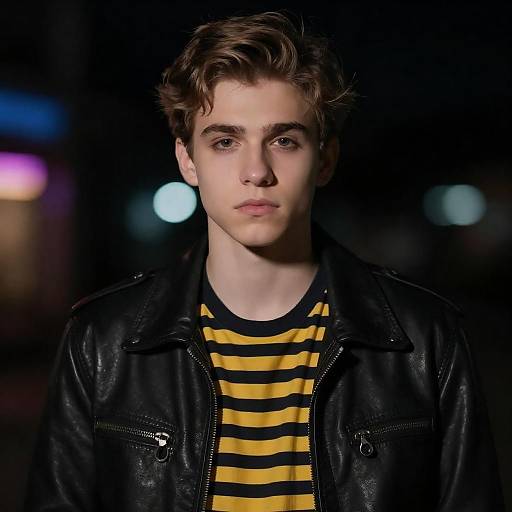 Moody Portrait: Leather Jacket and Stripes