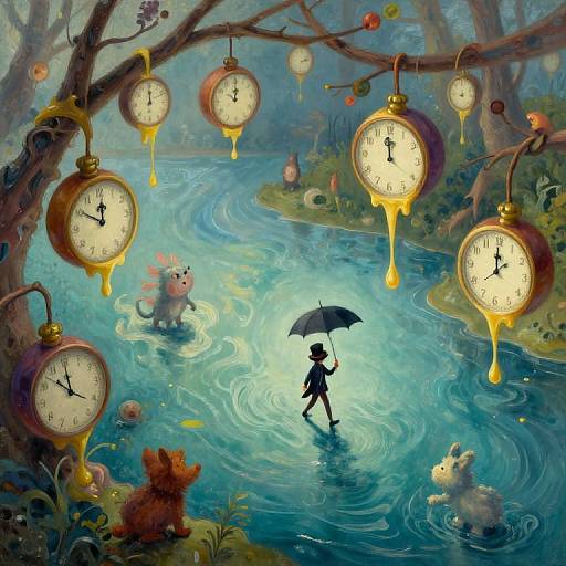 Surreal Dreamscape with Melting Clocks