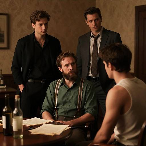 Vintage Room Gathering of Four Men