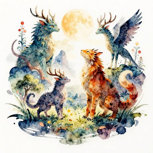 Vibrant Watercolor Mythical Tattoos