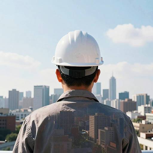Urban Worker Silhouette with Cityscape