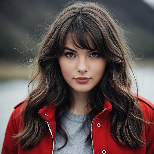 Realistic Female with Wavy Fringe Hairstyle