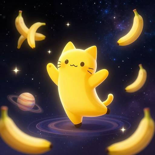 Dancing Banana Cat in Space