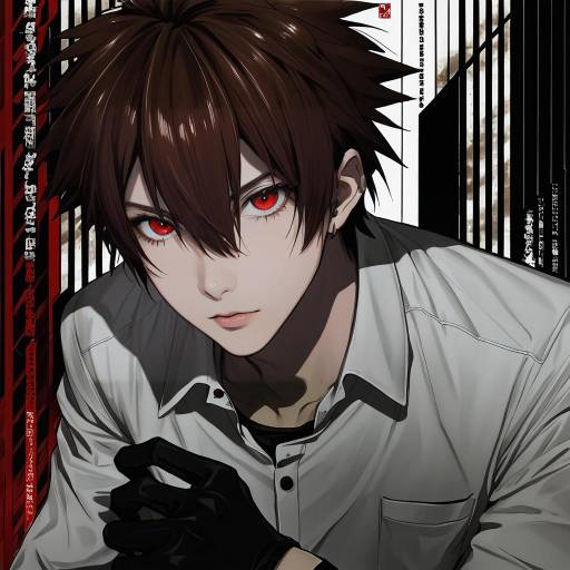 Illustration of Akechi gorou, persona in the style of Kojima takeshi