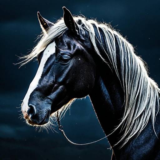 Black Horse with White Mane Profile