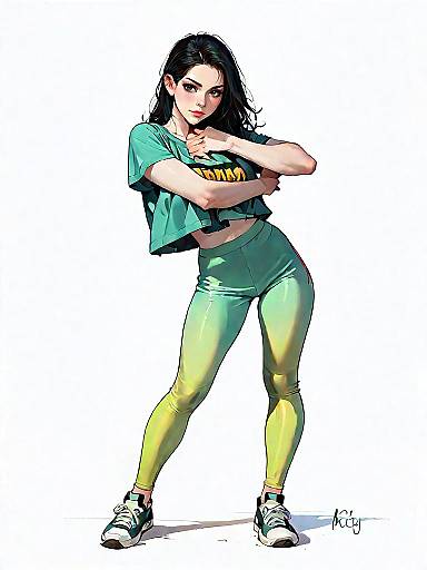 Athleisure woman in olive green outfit