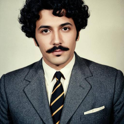 Vintage 1960s Italian Man with Curly Hair and Mustache