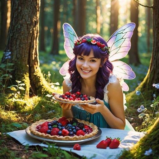 Smiling Forest Fairy with Berry Pie