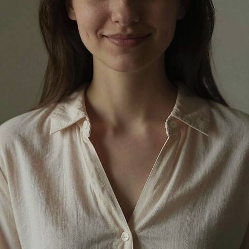 Close-up of Woman Smiling in Collared Blouse